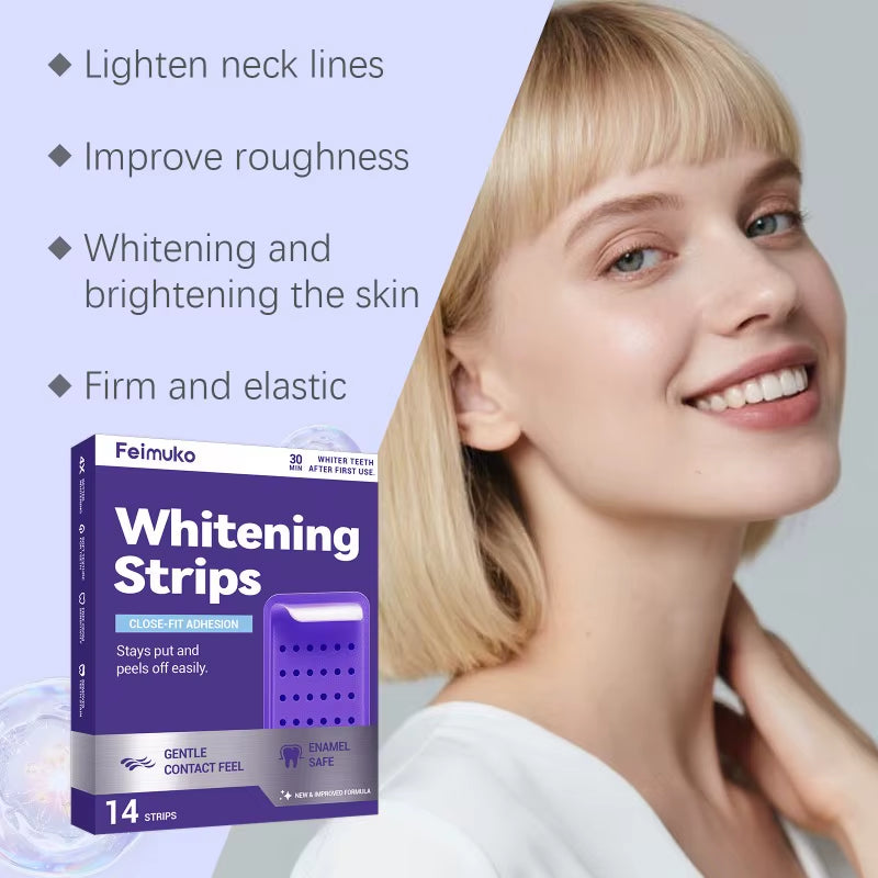 Purple Tooth Whitening Strips for Sensitive Teeth, Compact and Portable, Brightens Smile Anywhere, Anytime