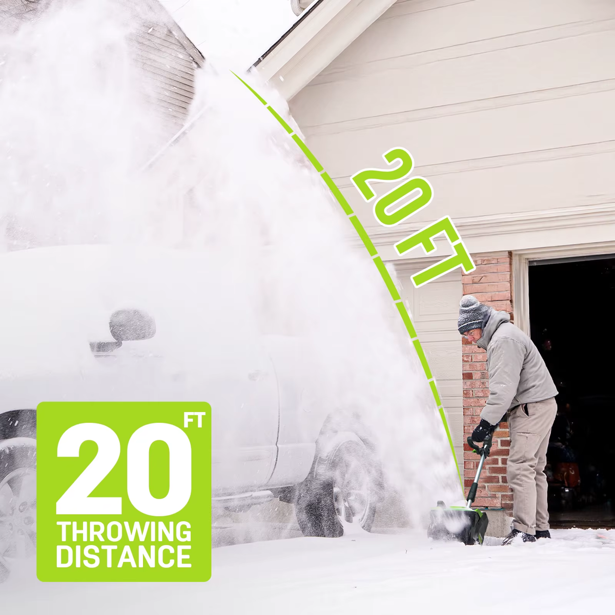 21V Cordless Snow Shovel with 4.0Ah Battery, 12-Inch Width for Snow Removal Tasks