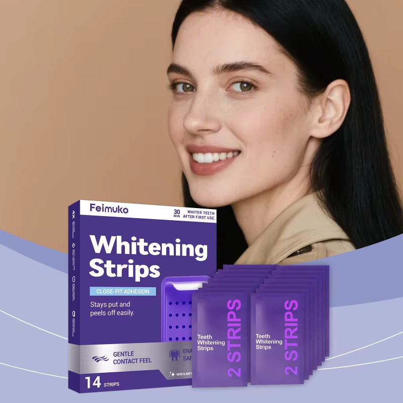 Purple Tooth Whitening Strips for Sensitive Teeth, Compact and Portable, Brightens Smile Anywhere, Anytime