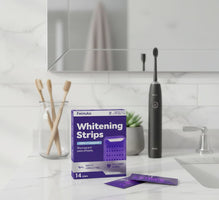 Purple Tooth Whitening Strips for Sensitive Teeth, Compact and Portable, Brightens Smile Anywhere, Anytime