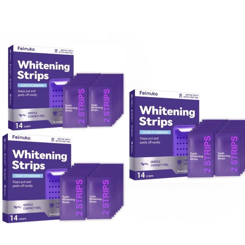 Purple Tooth Whitening Strips for Sensitive Teeth, Compact and Portable, Brightens Smile Anywhere, Anytime